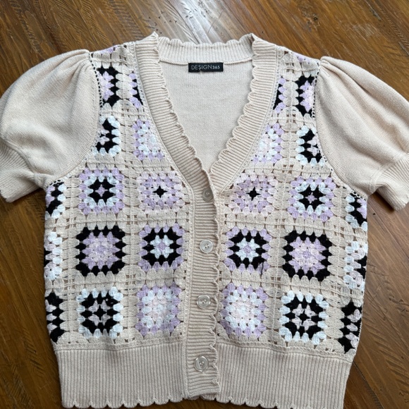 Granny Square Crochet Cardigan Womens M Retro Indie Boho Grandmacore Romantic - Picture 2 of 12